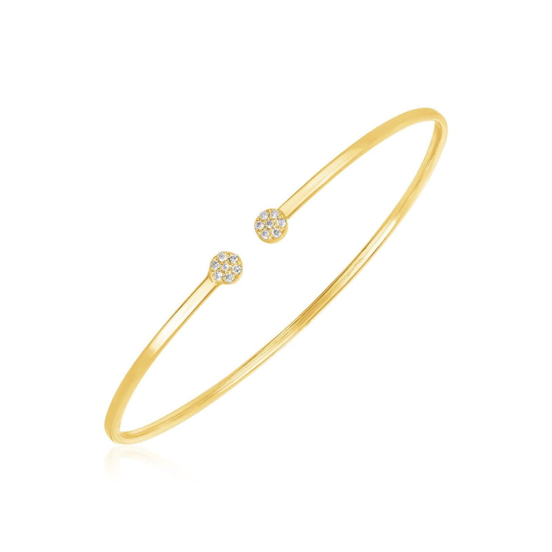 14k Yellow Gold High Polish Diamond Cluster Bangle (2.00 mm) 14K yellow gold bangle with cluster diamond stones and high polish finish