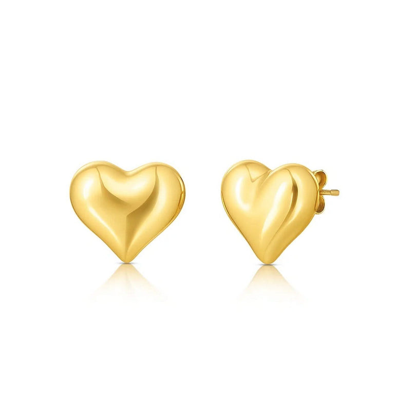 14K Yellow Gold Puffed Heart Stud Earrings 14K yellow gold heart puffed stud earrings, pair