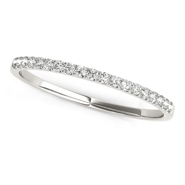 14k White Gold Pave Setting Diamond Wedding Ring (1/8 cttw) 14K white gold ring with round diamond stones in a pave setting