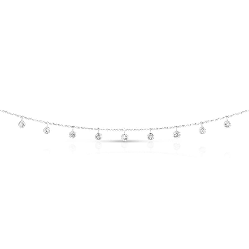 14k White Gold Necklace with Round Diamond Charms Product Image