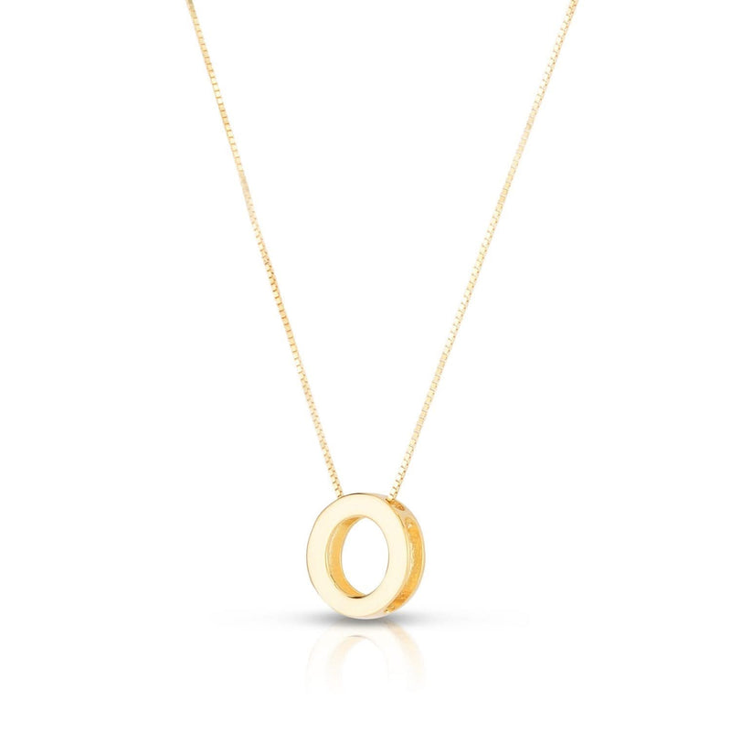 14K Yellow Gold Yours Truly Block Letter Initial O Necklace 14K yellow gold block letter initial O pendant necklace