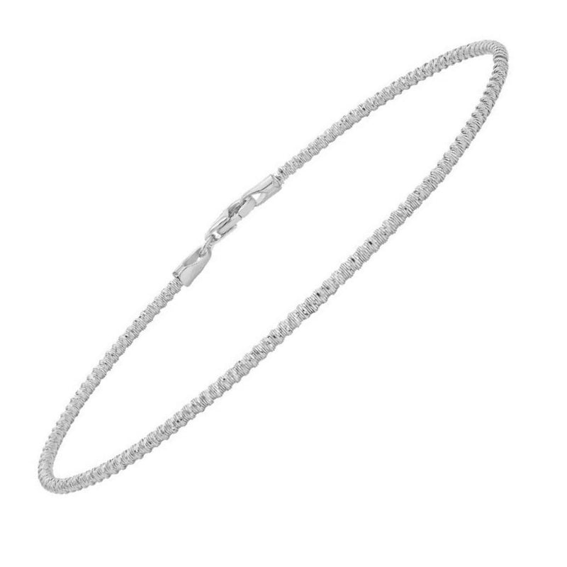 14K White Gold Diamond Cut Sparkle Spring Bracelet (1.70 mm) 14K white gold diamond-cut sparkle spring bracelet, 1.70 mm chain