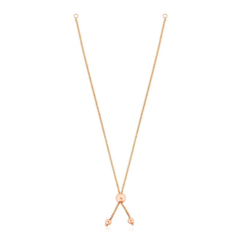 14k Rose Gold Adjustable Friendship Bracelet Chain with Ball Slide 14K rose gold adjustable friendship bracelet chain with ball slide