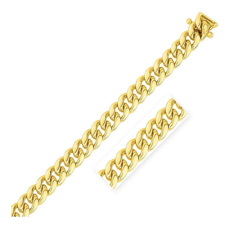 14k Yellow Gold Classic Miami Cuban Bracelet (10.10 mm) 14K yellow gold Miami Cuban link bracelet, 10.10 mm wide with box clasp