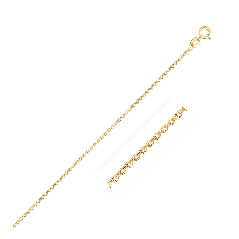 18k Yellow Gold Diamond Cut Cable Link Chain (1.10 mm) 18K yellow gold cable link chain with diamond-cut faceted links
