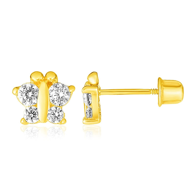 14k Yellow Gold Butterfly Childrens Earrings 14K yellow gold butterfly children's earrings with polished open wings