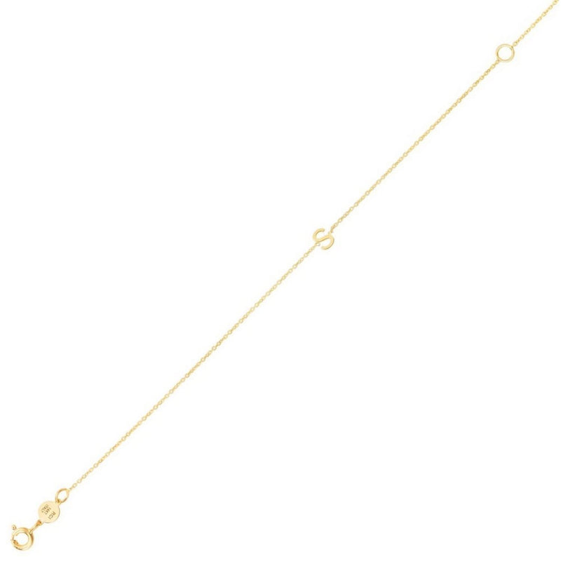 14K Yellow Gold Mini Initial S Bracelet 14K yellow gold mini initial S bracelet on fine cable chain