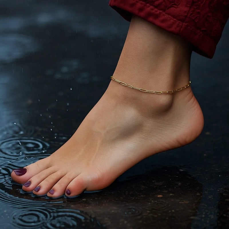 14K Yellow Gold Fine Paperclip Anklet (1.5mm) Product Image