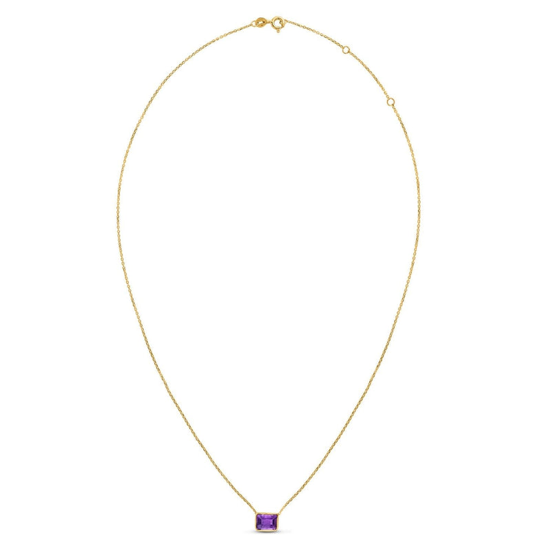 14K Yellow Gold Emerald Cut Amethyst Necklace 14K yellow gold necklace with emerald cut emerald center stone