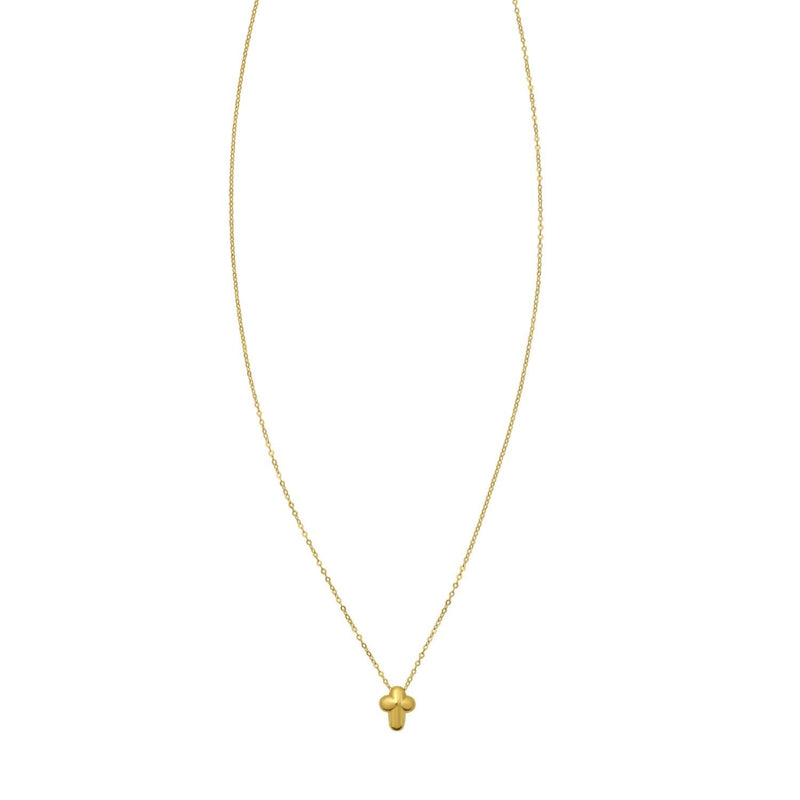 14K Yellow Gold Puffed Mini Cross Pendant Necklace 14K yellow gold puffed mini cross pendant necklace
