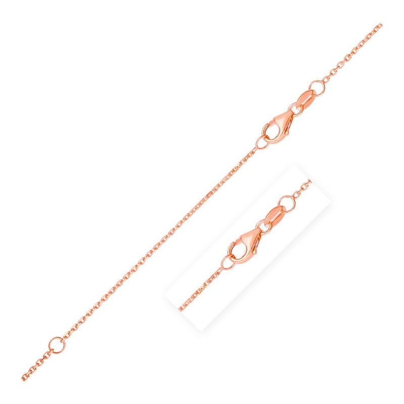 Double Extendable Diamond Cut Cable Chain in Rose Gold (0.87 mm) Rose gold cable chain with diamond cut links, 0.87 mm double extendable