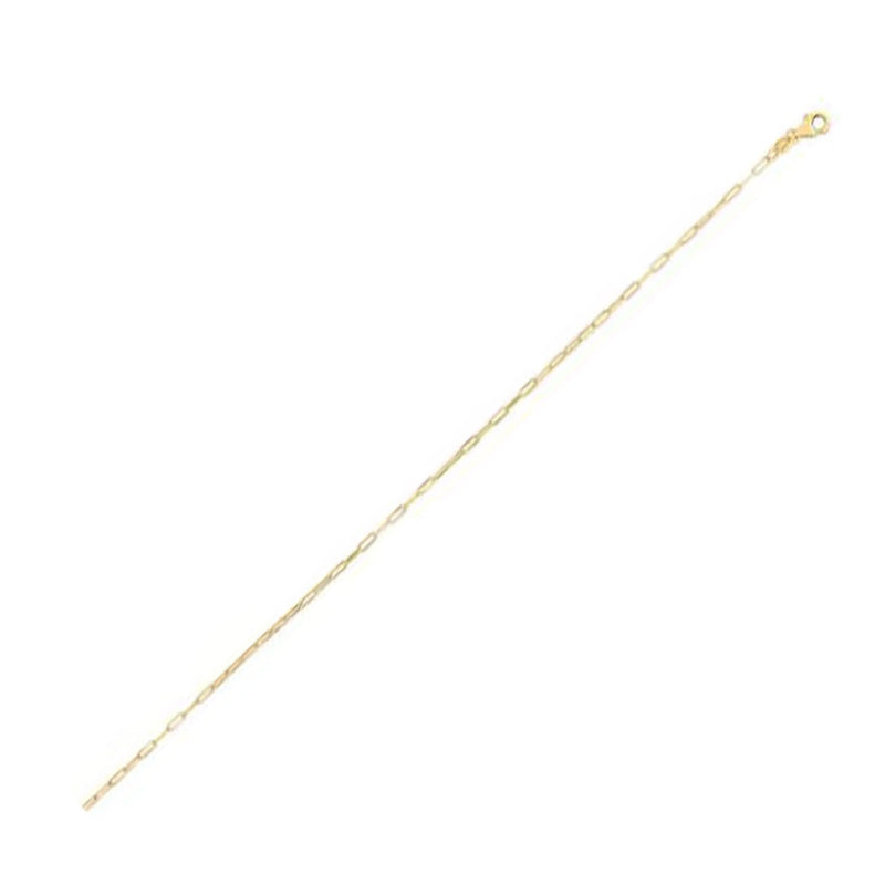 14K Yellow Gold Fine Paperclip Chain (1.2 mm) 14K yellow gold paperclip chain with elongated oval links at 1.2 mm gauge