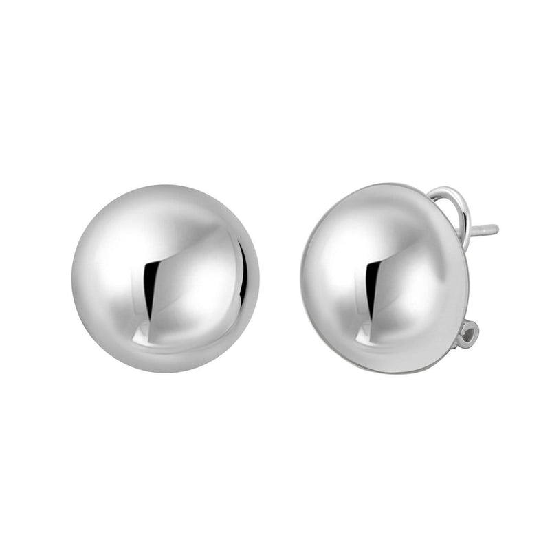 Sterling Silver Rhodium Plated Puffed Button Omega Earrings 925 sterling silver rhodium plated puffed button omega back earrings