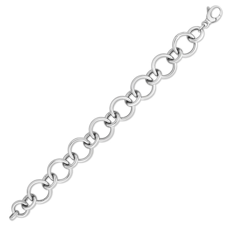 Sterling Silver Rhodium Plated Round Link Bracelet Sterling silver rhodium plated round link bracelet with polished chain links
