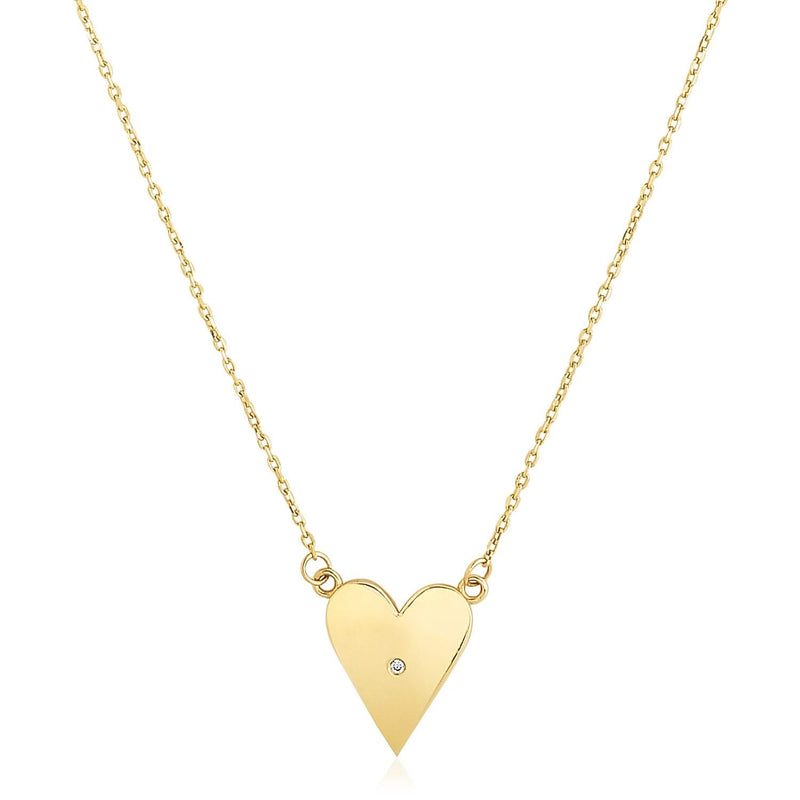 14k Yellow Gold High Polish Elongated Heart Necklace 14K yellow gold elongated heart pendant necklace with high-polish finish