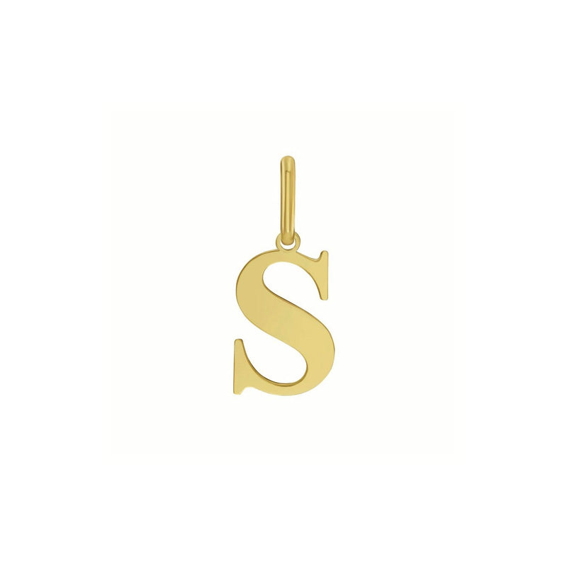 14K Yellow Gold Initial S Charm Pendant 14K yellow gold initial S charm pendant with polished letter and closed bail
