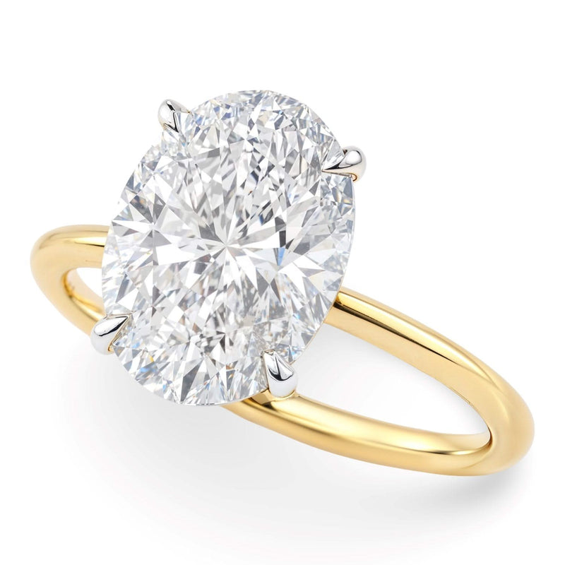 5 Carat Oval Lab Grown IGI G/VS1 Diamond Solitaire Ring in 10K Yellow Gold 10K yellow gold ring with 1 oval diamond solitaire stone