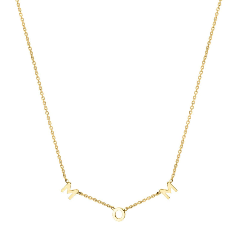 10K Yellow Gold Polished Mom Necklace 10K yellow gold Mom script necklace pendant polished finish