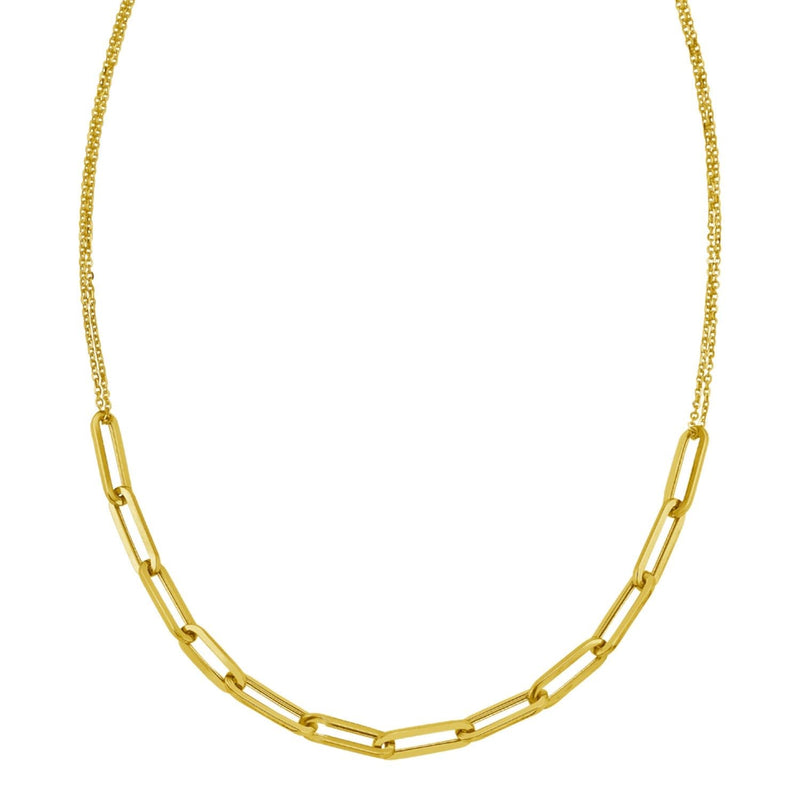 14K Yellow Gold Adjustable Paperclip Link Necklace 14K yellow gold paperclip link necklace with adjustable sliding closure