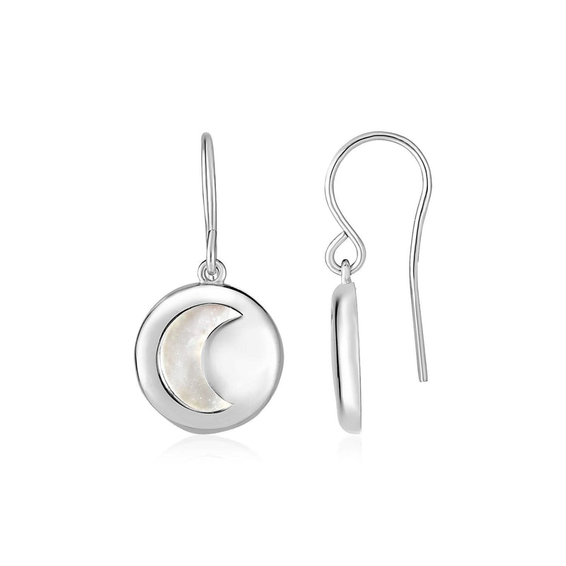 Sterling Silver Crescent Moon Cutout Earrings with Mother of Pearl Sterling silver crescent moon cutout earrings with pear mother of pearl stones