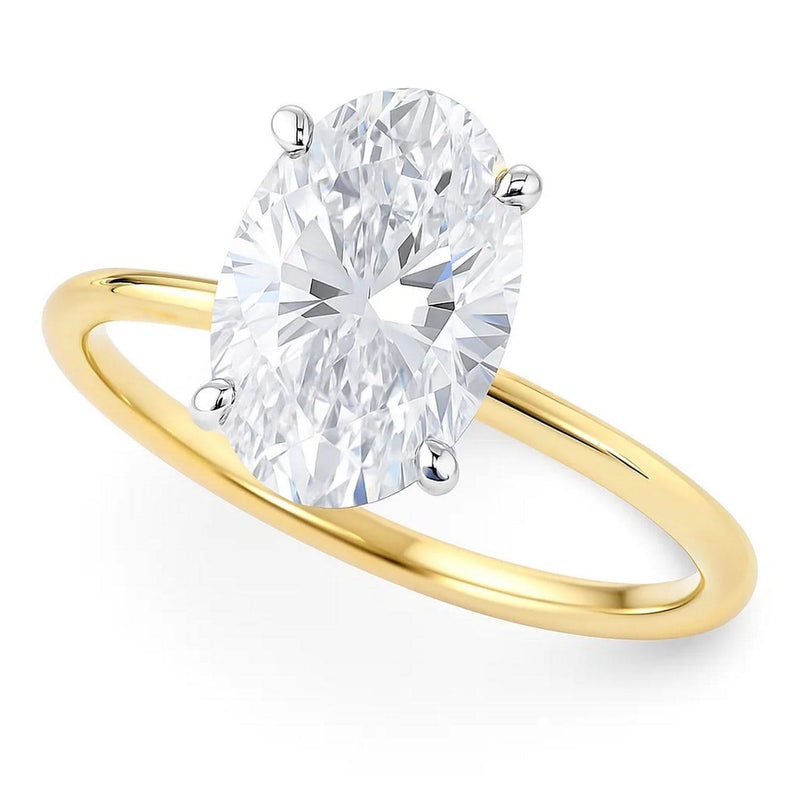 3 Carat Oval Lab Grown IGI G/VS1 Diamond Solitaire Ring in 10K Yellow Gold 10K yellow gold ring with 1 oval diamond stone in solitaire setting