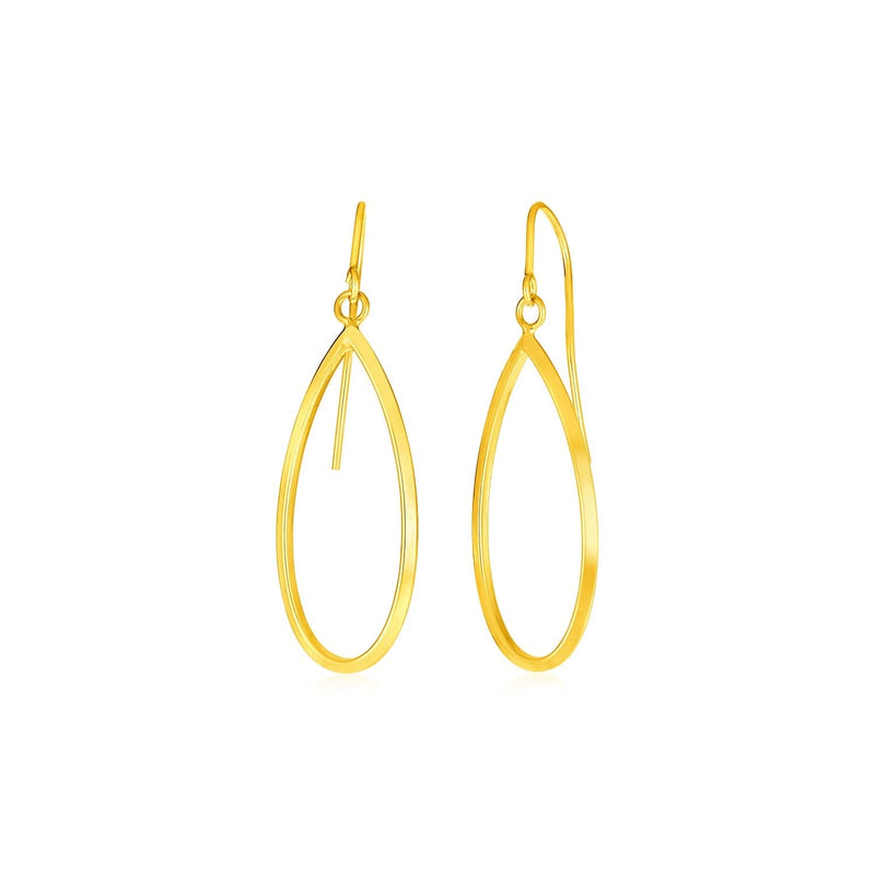 14K yellow gold earrings with polished open teardrop dangles