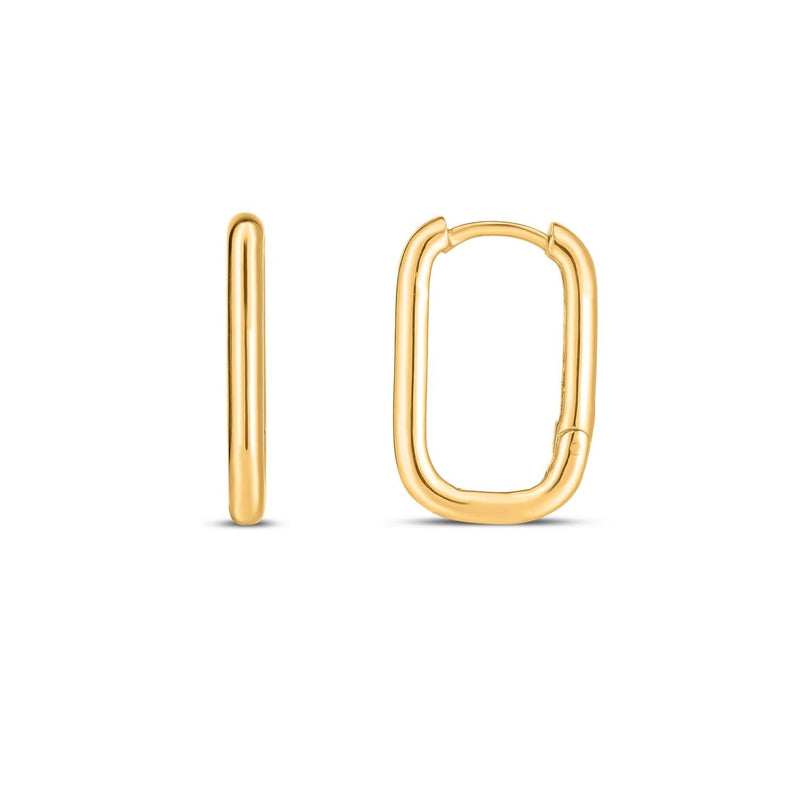 Paperclip Huggie Earring in 14K Yellow Gold 14K yellow gold paperclip huggie earring with polished oval links