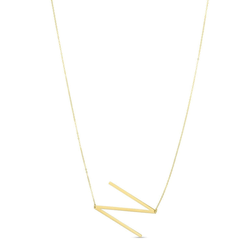 14K Yellow Gold Yours Truly Large Initial N Necklace 14K yellow gold initial N pendant necklace with polished block letter