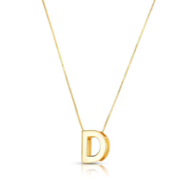 14K Yellow Gold Yours Truly Block Letter Initial D Necklace 14K yellow gold block letter initial D pendant necklace