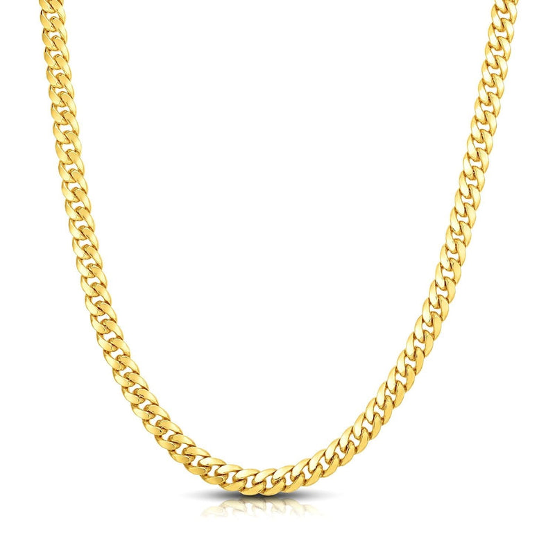 10k Yellow Gold Classic Miami Cuban Solid Chain (7.10 mm) 10K yellow gold Cuban link chain in a solid 7.10 mm width