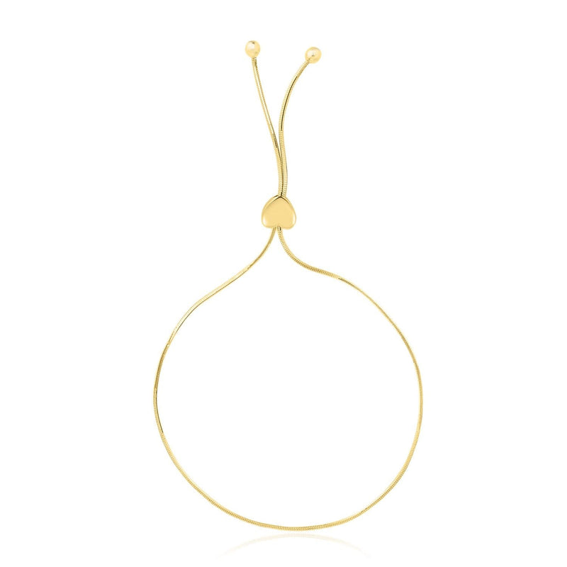 14k Yellow Gold Adjustable Lariat Style Heart Motif Bracelet (1.00 mm) 14K yellow gold adjustable lariat bracelet with heart motif in 1.00 mm chain