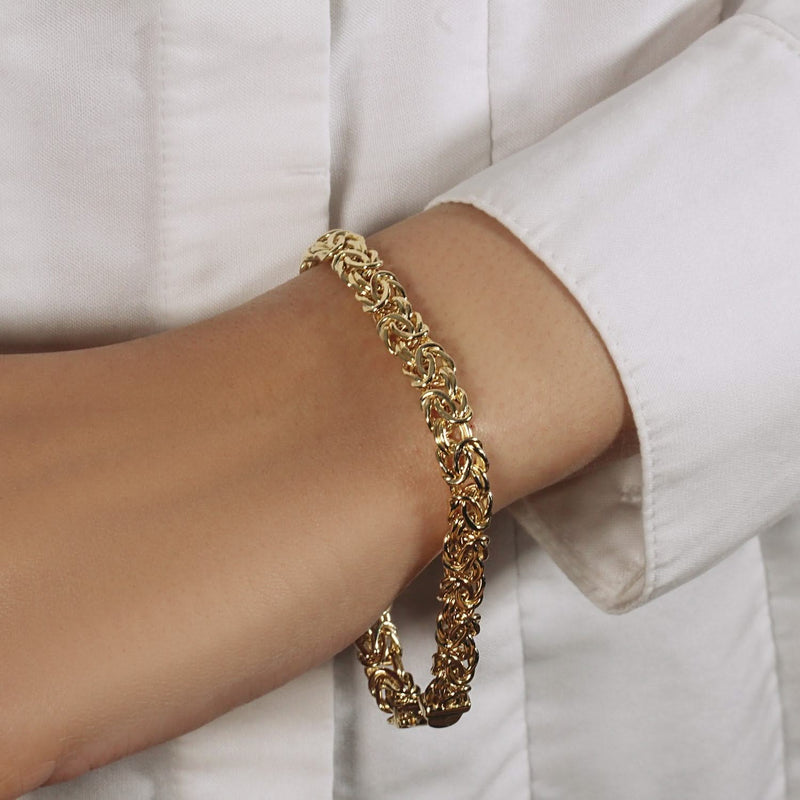 10k Yellow Gold Byzantine Design Chain Bracelet (7.00 mm) Product Image