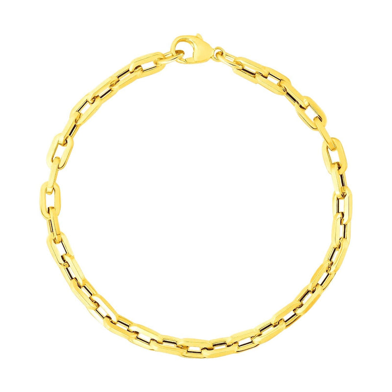 14k Yellow Gold 7 1/2 inch Paperclip Chain Bracelet with Three Diamond Links (4.20 mm) 14K yellow gold paperclip bracelet with three diamond-set links