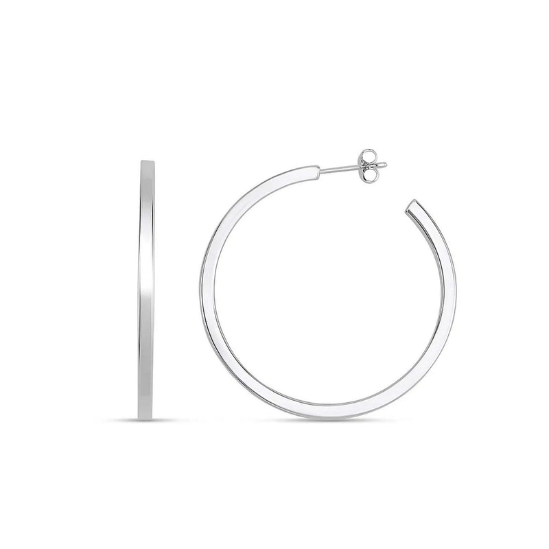 Sterling Silver Round Tube C Hoop Earrings 925 sterling silver round tube C hoop earrings with smooth polished finish