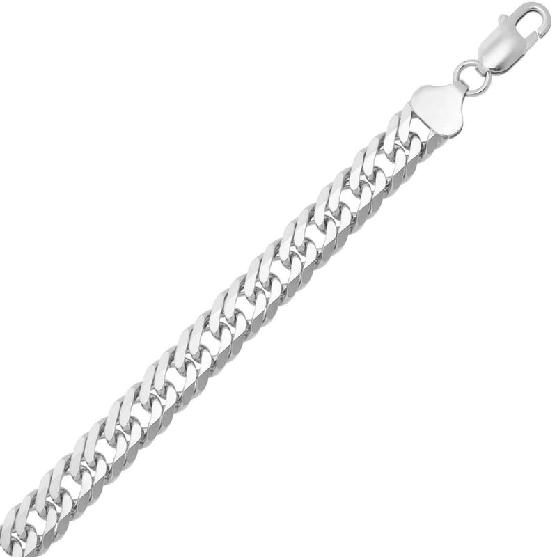 Sterling Silver Rhodium Plated Flat Miami Cuban Chain (9.30 mm) Sterling silver rhodium plated flat Miami Cuban chain 9.30 mm