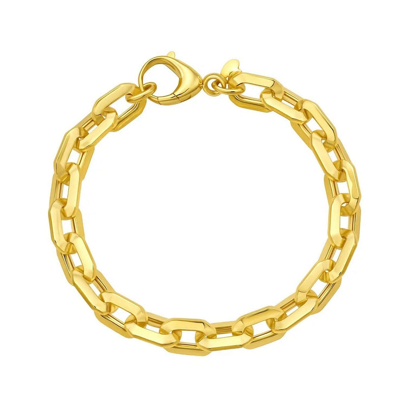 14K Yellow Gold Faceted Octagonal Link Chain Bracelet (8.10 mm) 14K yellow gold faceted octagonal link chain bracelet, 8.10 mm width