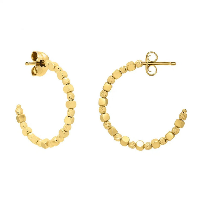 Pebble C Hoop Earrings in 14K Yellow Gold 14K yellow gold pebble C hoop earrings with a smooth open curved profile