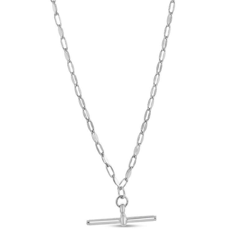 Sterling Silver Rhodium Plated Toggle Link Necklace Sterling silver rhodium plated toggle link necklace with bar and ring clasp