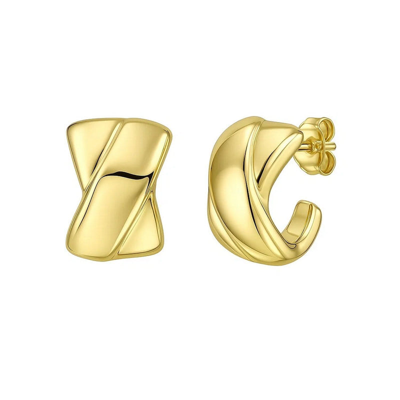 14K Yellow Gold Puffed X C Hoops Earrings 14K yellow gold puffed X crossover hoop earrings
