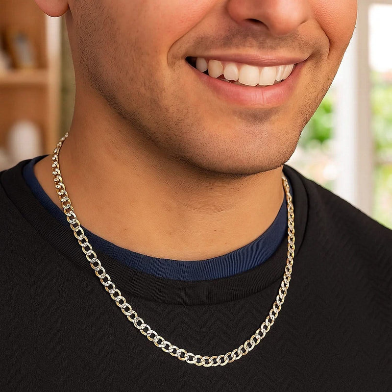 14k Two Tone Gold Pave Curb Chain (4.60 mm) Product Image