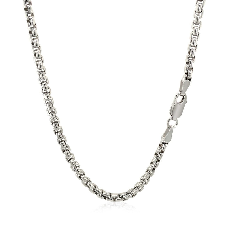 Sterling Silver Rhodium Plated Round Box Chain (3.00 mm) Product Image
