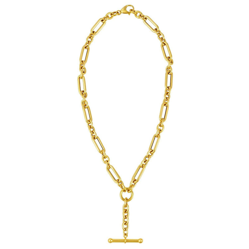 Toggle Necklace with Alternating Chain in 14K Yellow Gold 14K yellow gold toggle necklace with alternating chain links