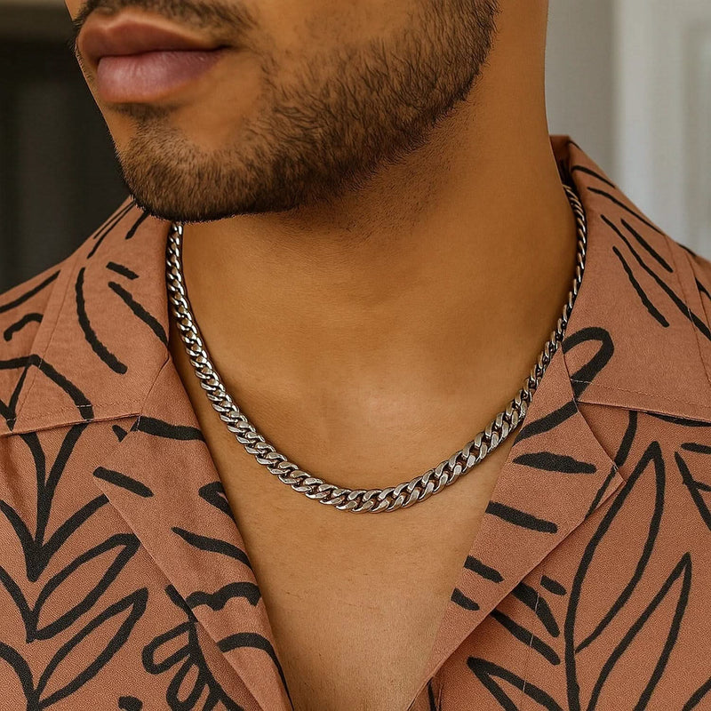 14k White Gold Miami Cuban Semi Solid Chain (5.50 mm) Product Image