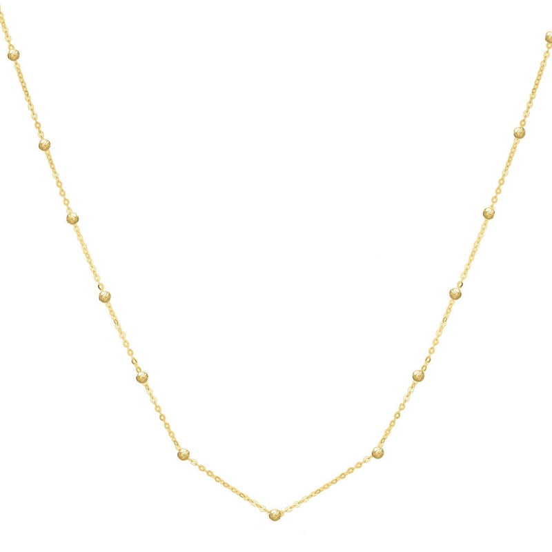 Textured Saturn Bead Necklace in 14K Yellow Gold 14K yellow gold textured Saturn bead necklace with hammered beaded strand