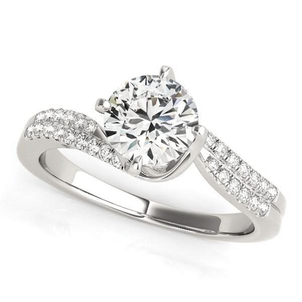 14k White Gold Spiral Design Pronged Diamond Engagement Ring (1 1/8 cttw) Product Image