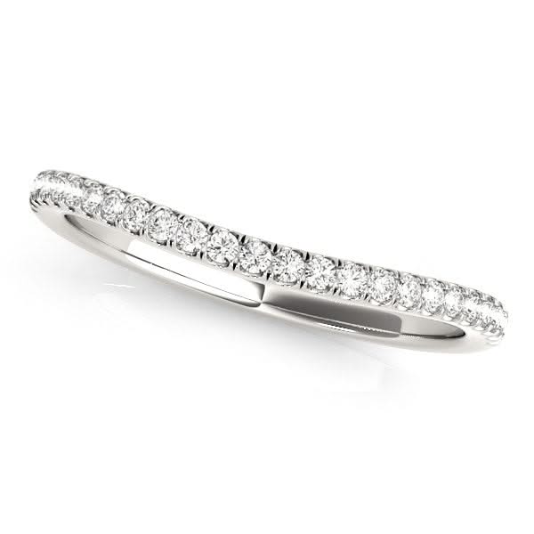 14k White Gold Pave Setting Style Curved Wedding Band (1/10 cttw) 14K white gold curved wedding band with pave-set round diamond stones