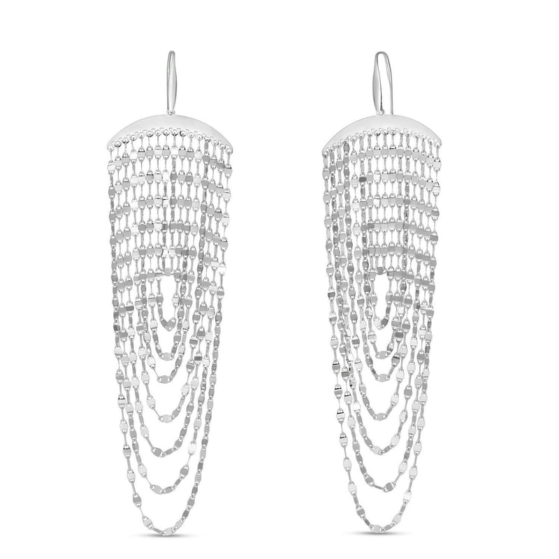 Sterling Silver Multi Strand Chain Drop Chandelier Earrings Sterling silver 925 multi strand chandelier drop earrings with layered chain strands