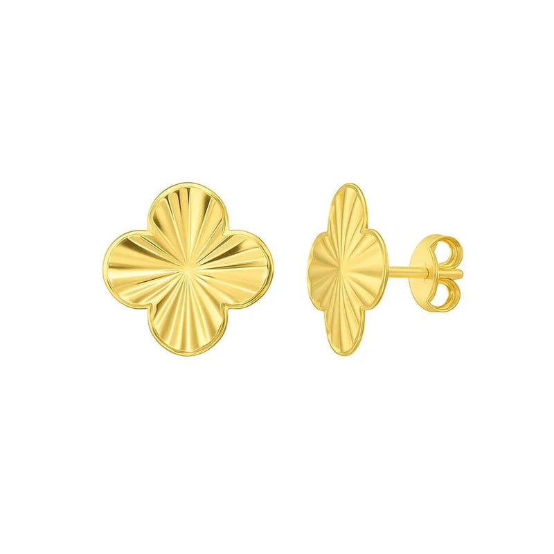 14K Yellow Gold Clover Stud Earrings (12.20 mm) 14K yellow gold clover ring with a 12.20 mm solid gold motif
