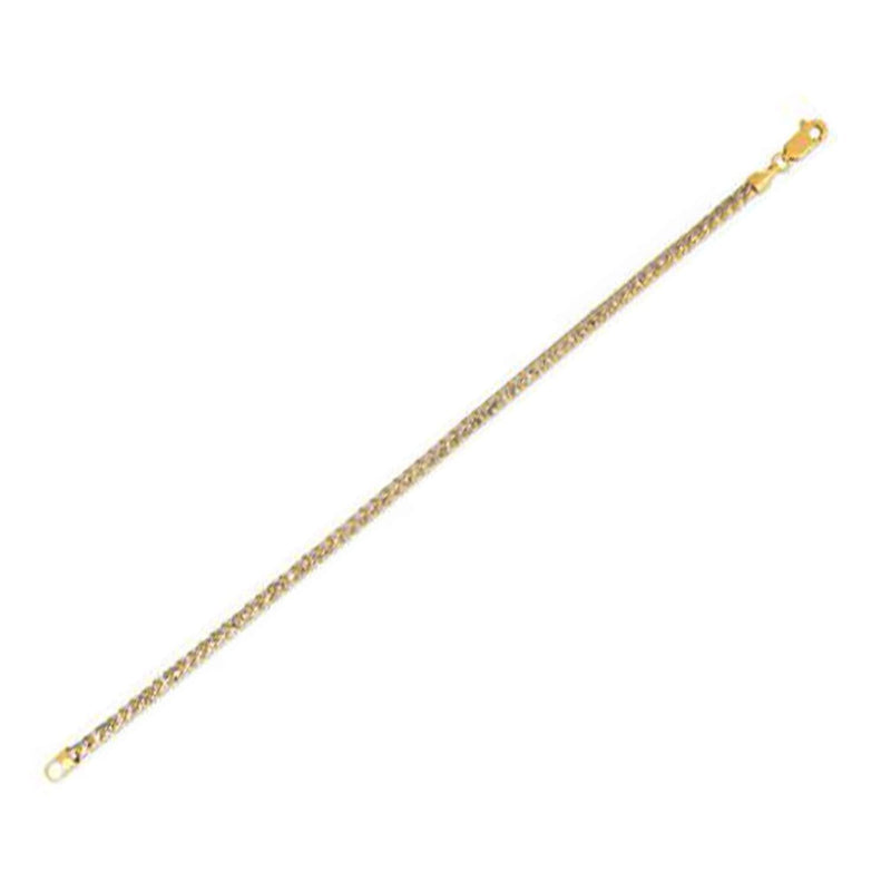 Round Pave Franco Chain Bracelet in 14k Yellow Gold (3.15 mm) 14K yellow gold Franco chain bracelet with round pave-set surface