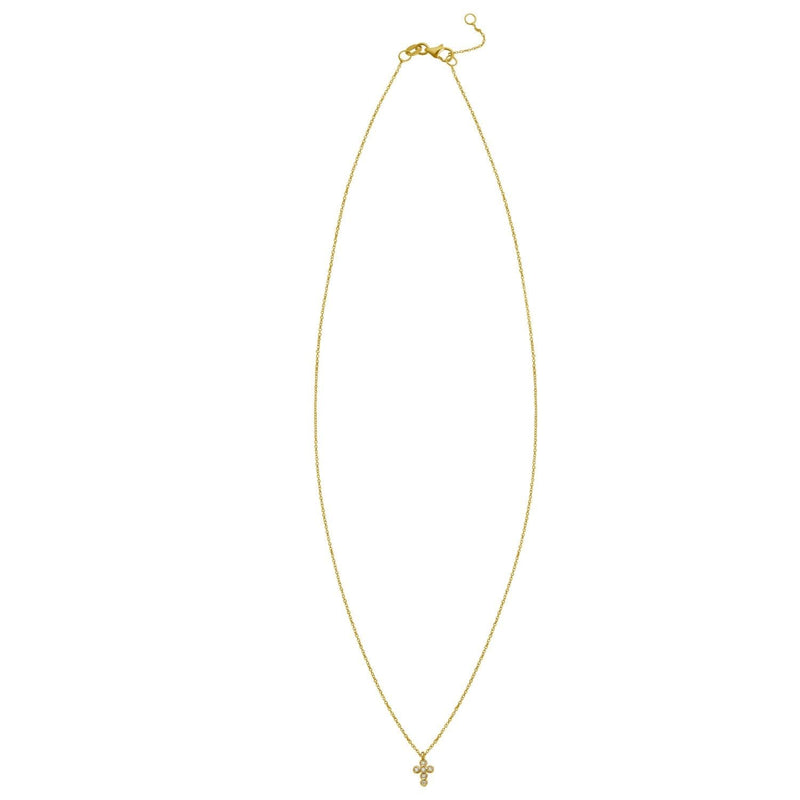 14K Yellow Gold Petite Diamond Cross Necklace 14K yellow gold cross necklace with petite diamond stones